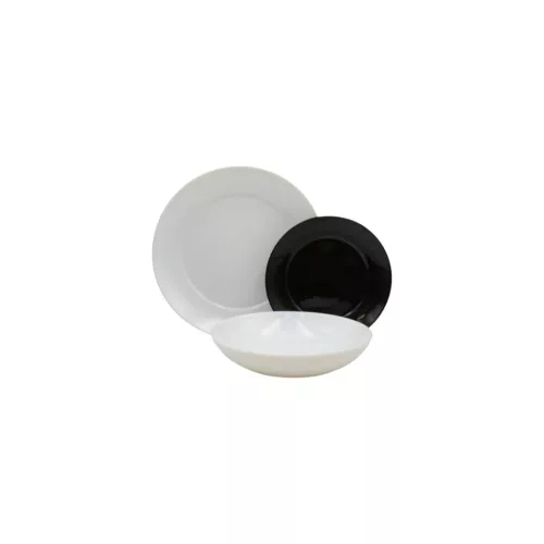 Set de masă APY, 18 piese, negru-alb