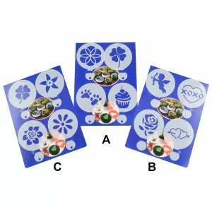 Set de șabloane pentru decorarea cappuccino și prăjituri, 4 bucăți
