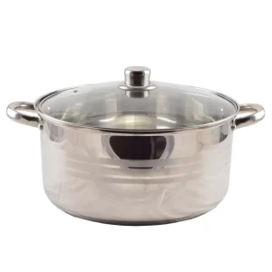 Oală din oțel inoxidabil cu capac de sticlă 9 litri, 30 cm