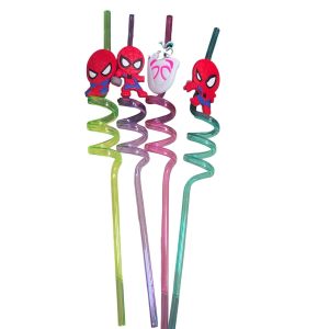 4 bucăți paiuri pentru petrecere de ziua copilului, tematică spider-man