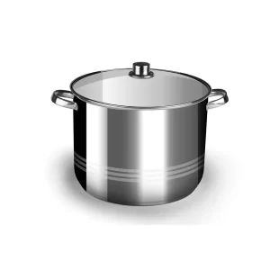 Oală din oțel inoxidabil de 30 cm cu capac de sticlă, capacitate de 16 litri