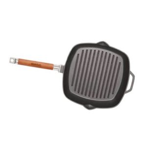 Tigaie-grill fonta cu maner lemn detasabil 28*28cm