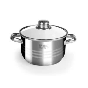 Vas din inox cu capac din sticlă, 18 cm, 2,5 litri