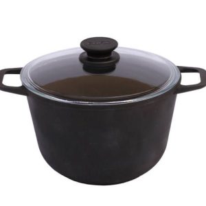 oală fonta cu capac sticla 6l