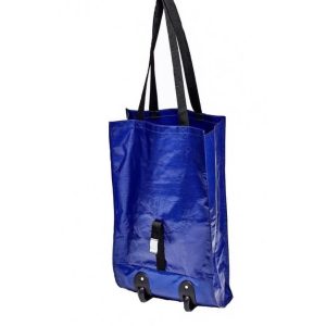 Sacosa-carucior pliabila cu roti pentru cumparaturi 60 x 35 x 17cm albastru