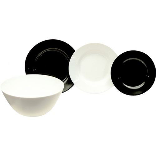 Serviciu de masa Luminarc Plumi, 19 piese, Alb/Negru