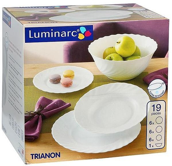 Set serviciu de masa Luminarc Trianon ,19 piese, alb