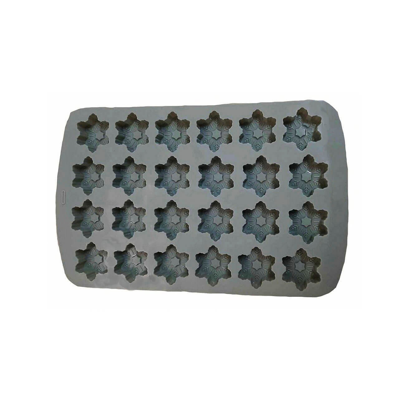 Mini formă pentru fulgi de zăpadă, din silicon, 32×20,5cm, 24buc