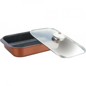 Tava acoperire marmura cu capac sticla 34cm bordo
