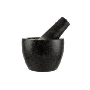 Mojar din granit cu pereți drepți și pistil, 9,5×7,2 cm