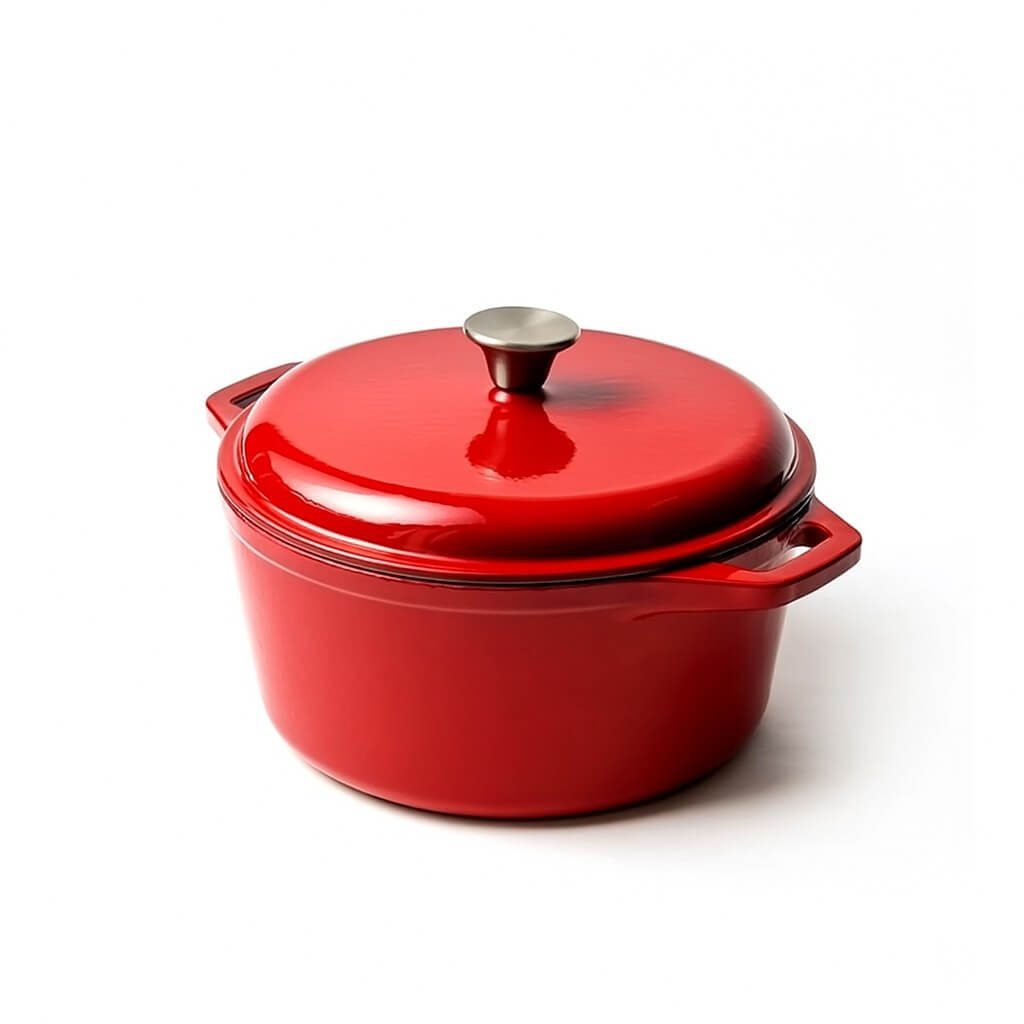 Oală din Fontă Emailată Roșie cu Capac – 5 L, 26cm