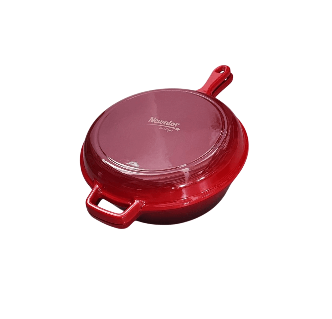 Oala dublă din fontă emailata cu mâner 2 în 1 pentru cuptor 27x10 cm